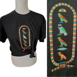VINTAGE 90s shirt‎ Egyptian black cotton tablet hyrogliph t-shirt M